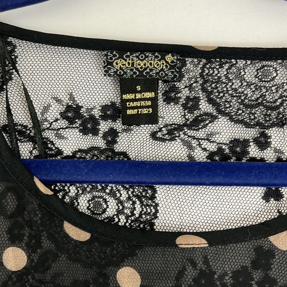 Ged London Polk Dot and Patterned Sheer Mesh-Lace Sheer Long-Sleeved Shirt - Picture 5 of 9